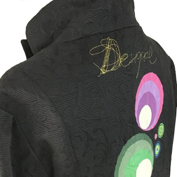 DESIGUAL Long Sleeve Brocade Patterned Collar Button-Down Coat - Picture 9 of 13